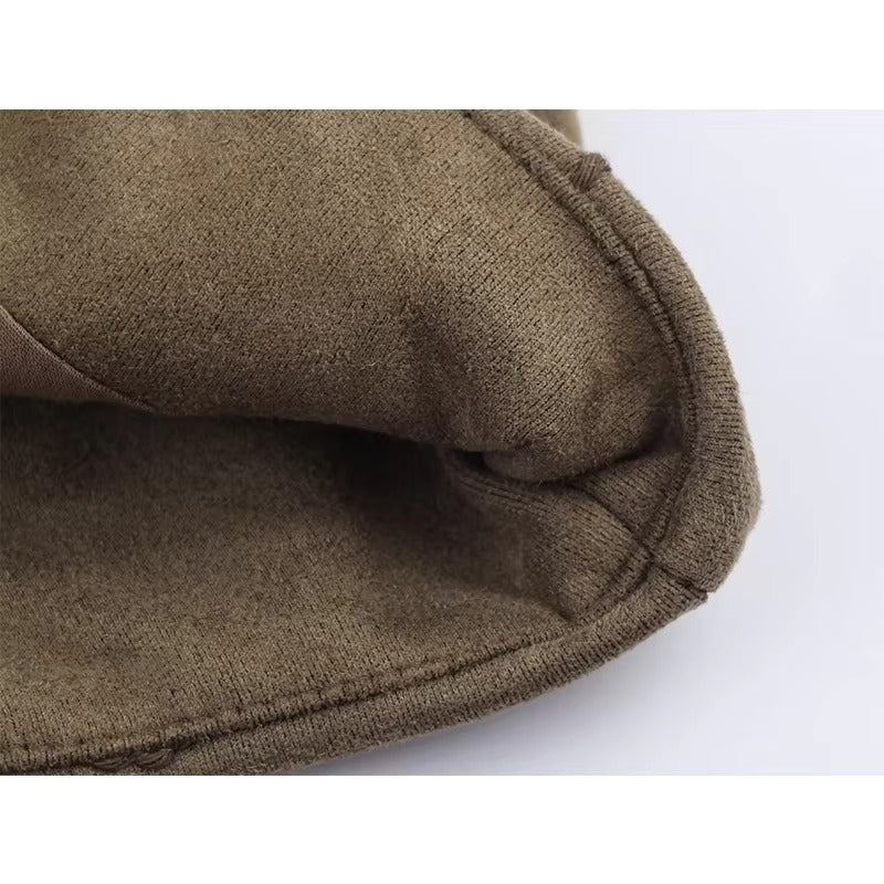 WW | Bomber jacket with suede texture and embroidery