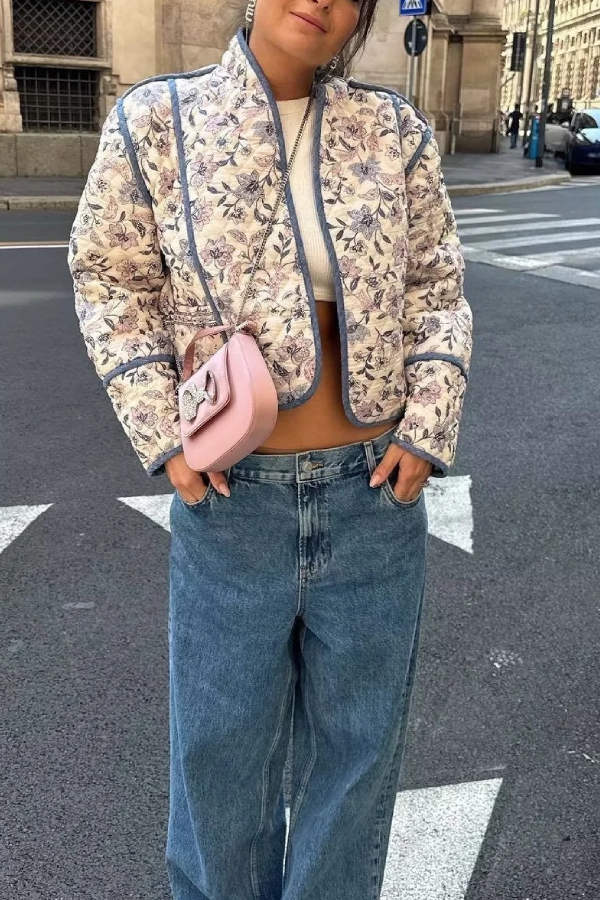 WW | Kragen Wendbare Steppjacke in verkürzter Form