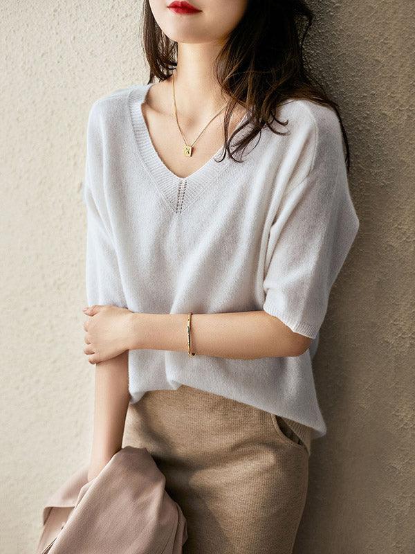 WW | Luxury soft cashmere V-neck sweater for women