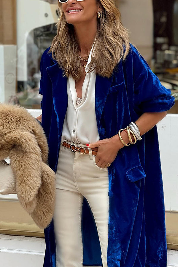 WW | gold velvet Trenchcoat lange Rock Jacke