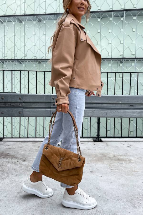 WW | Leder Revers Taschen Britischer Stil Kurzjacke