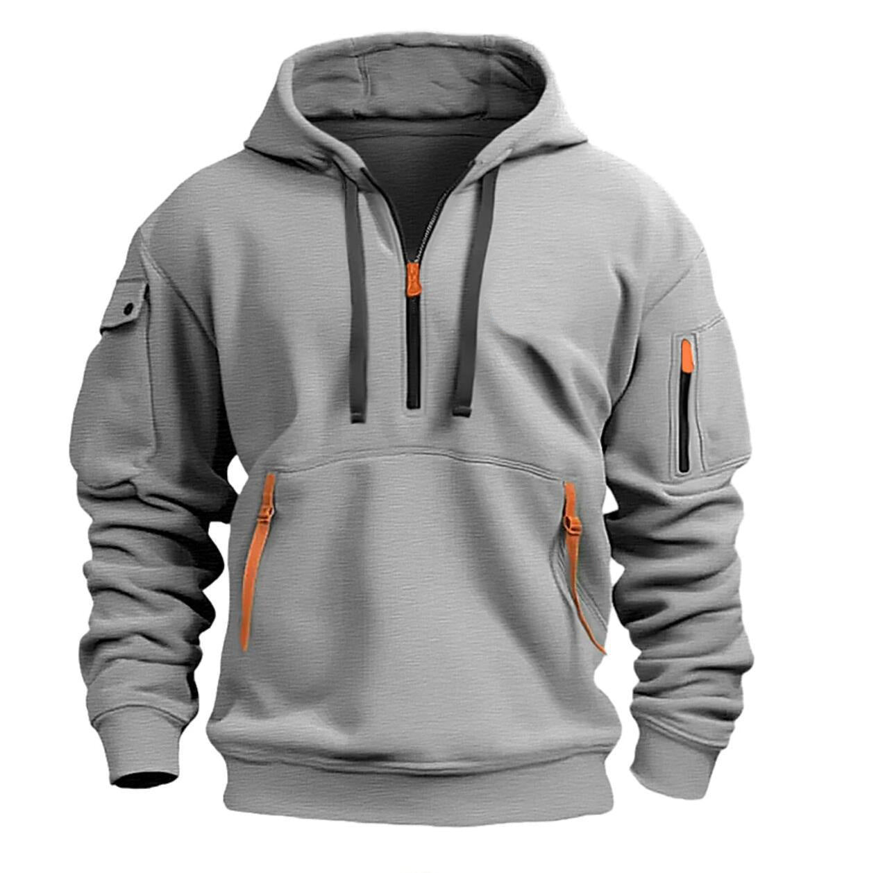 WW | Hoodie with Zipper Pockets - Street Style Pullover with Hood and Utility Design