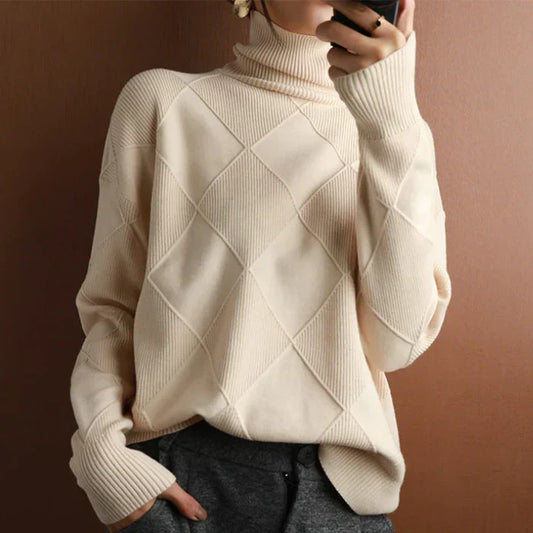 WW | Europäischer Stil Hochkragen Diamant Pullover