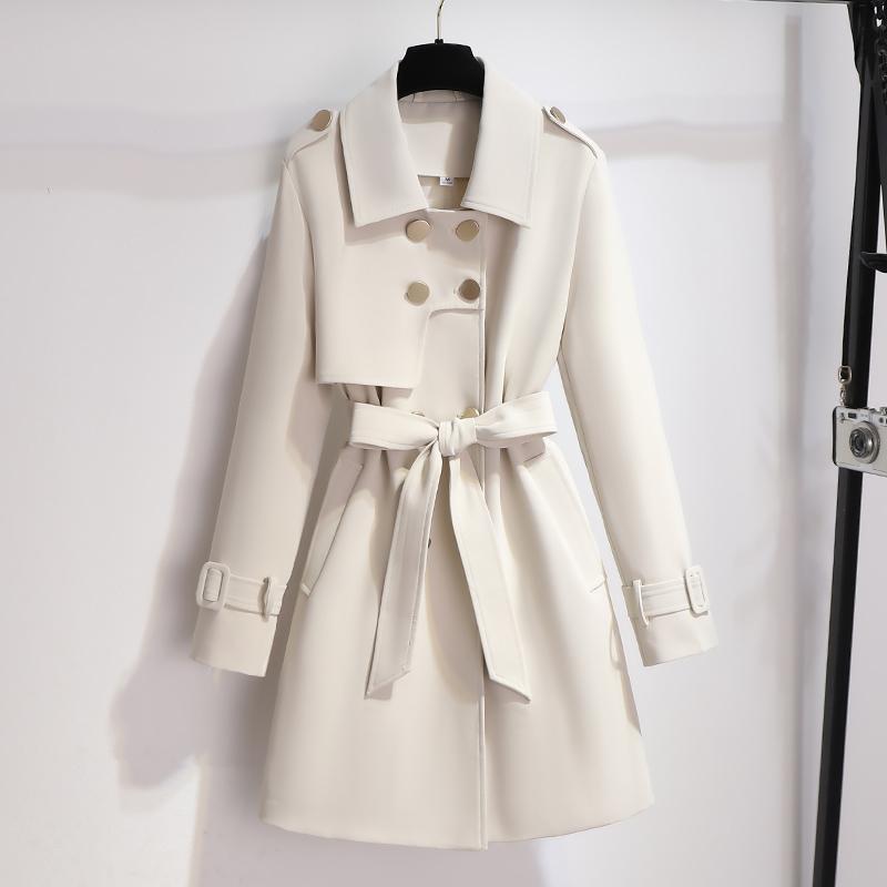 WW | Elegante Kurz Doppelreihiger Trenchcoat mit Taillengürtel