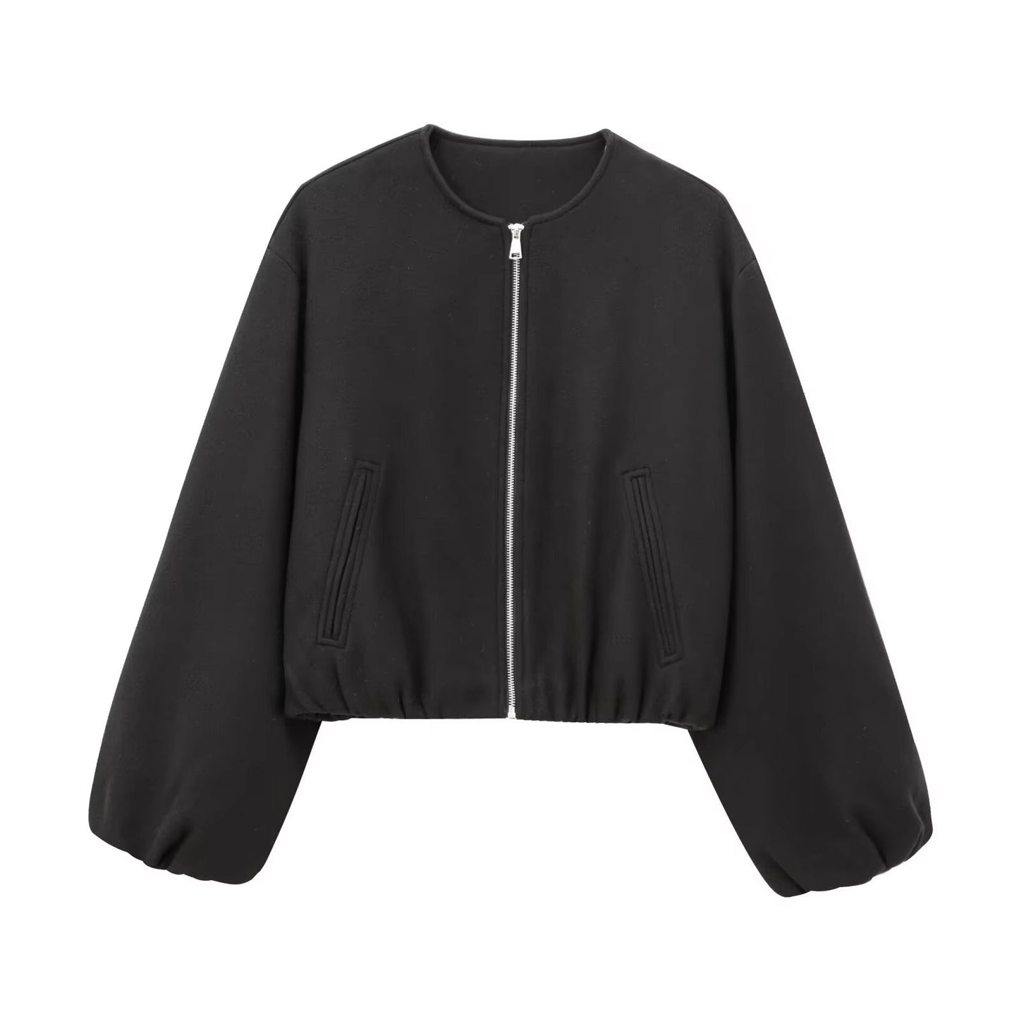 WW | Zipper soft short women's bomber jacket