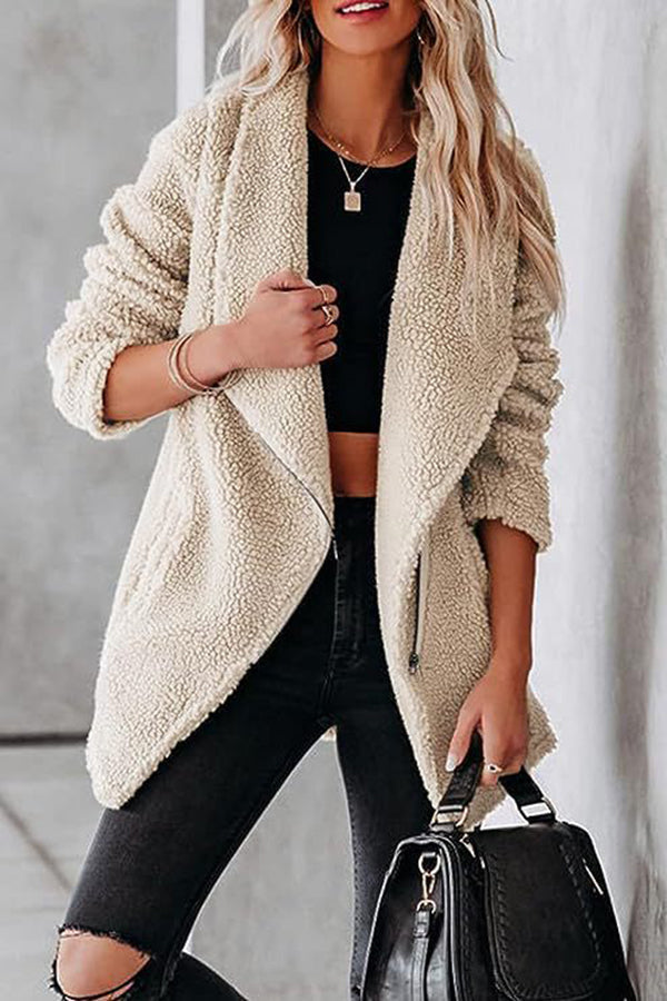 WW | lässige Lammlederjacke mit Reißverschlusstaschen und Kastenveloursjacke