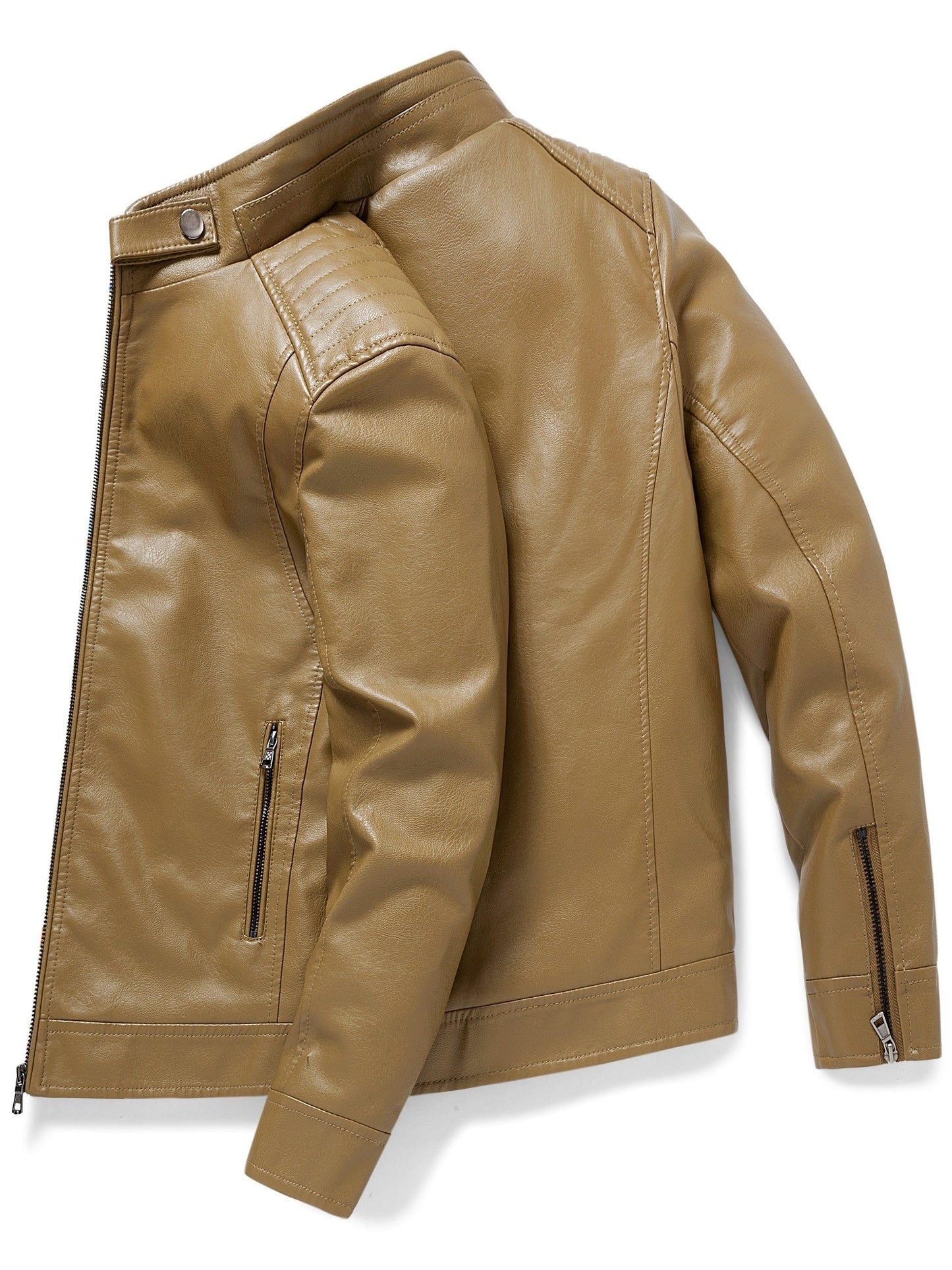 WW | Stylische Lederjacke mit Reißverschluss Taschen