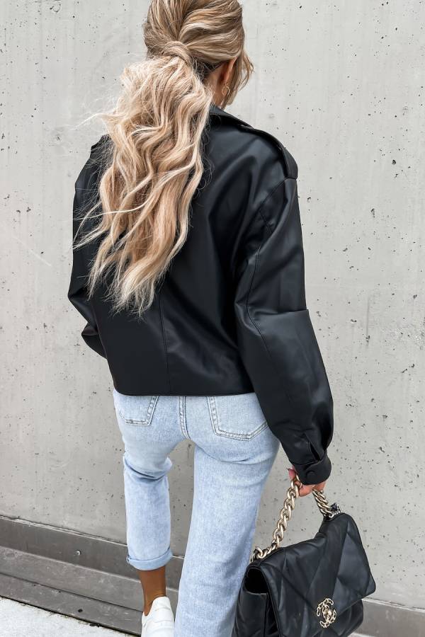WW | Leder Revers Taschen Britischer Stil Kurzjacke