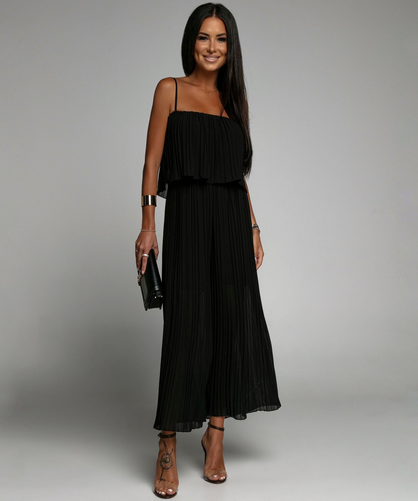 Pleated One-Piece Black