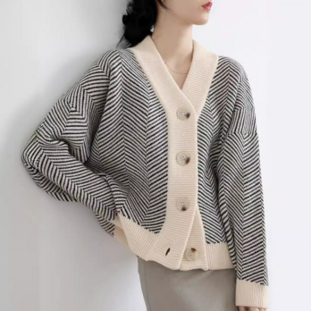 WW | Oversized Rautenmusterjacke mit Knöpfen