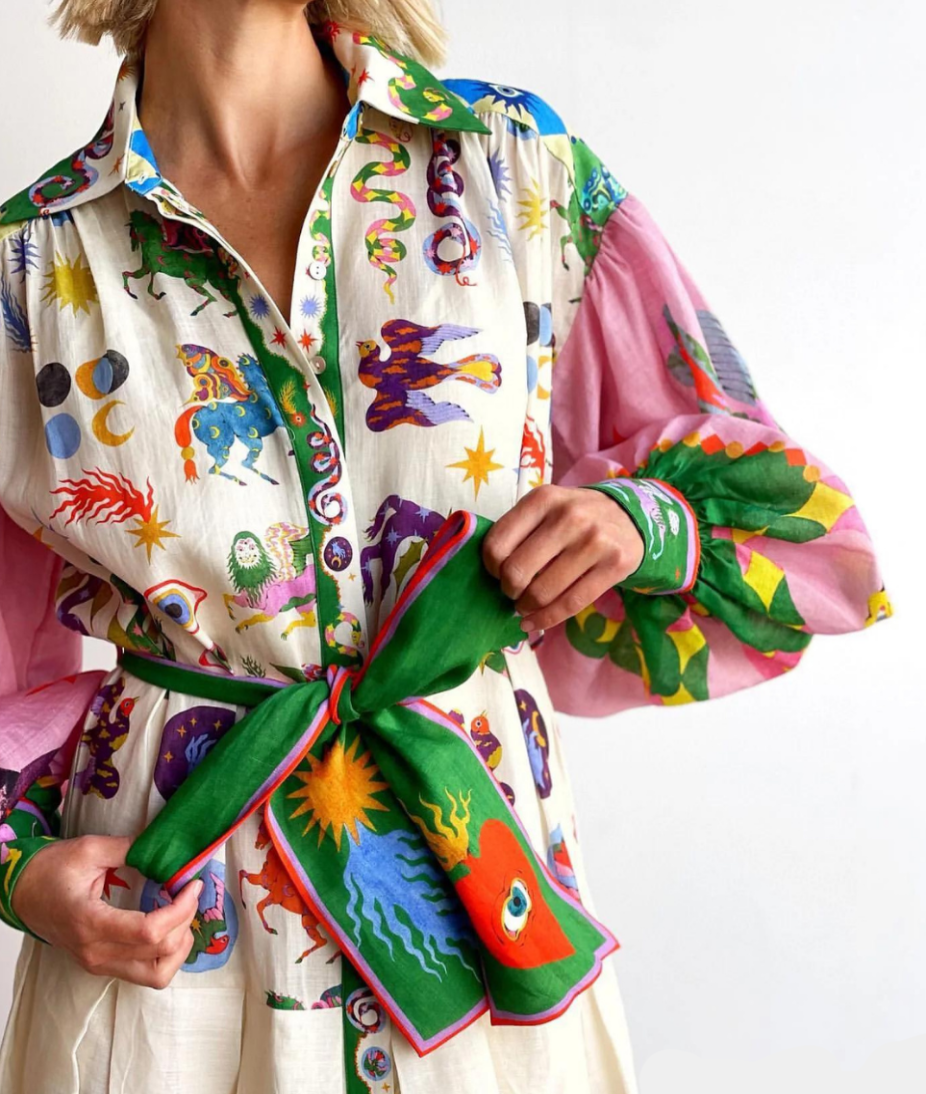 Claudia | Printed maxi shirt dress