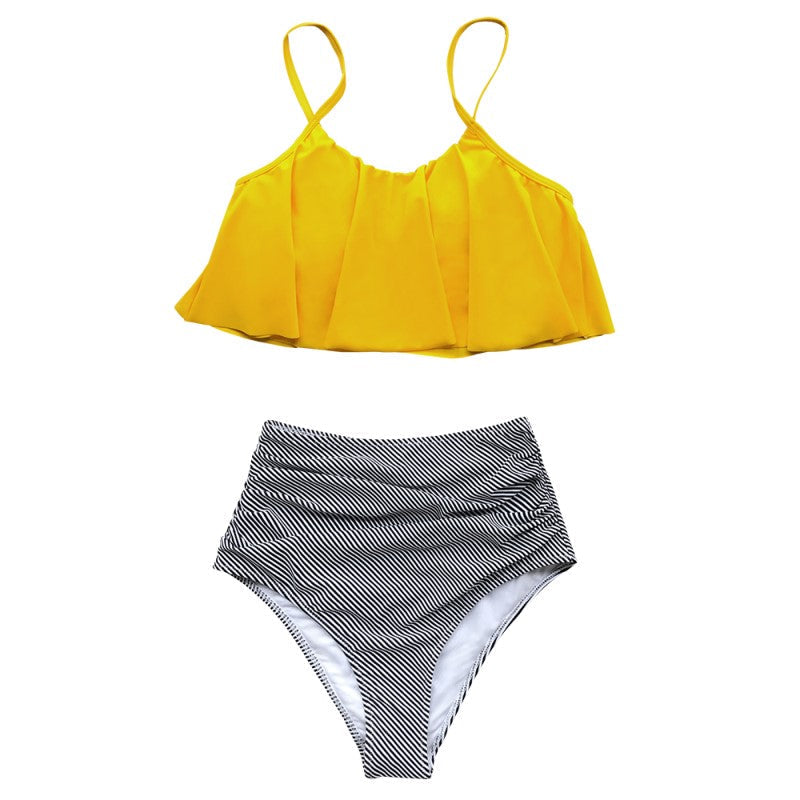 WW | Bikini mit Raffung Top und Hohe Taille Bikini Unterteil