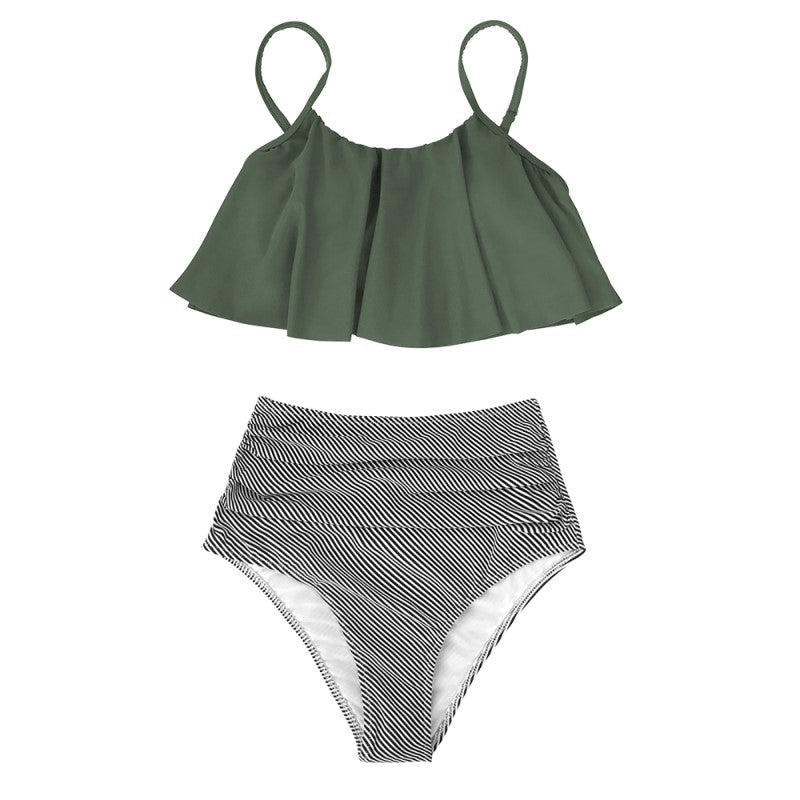 WW | Bikini mit Raffung Top und Hohe Taille Bikini Unterteil