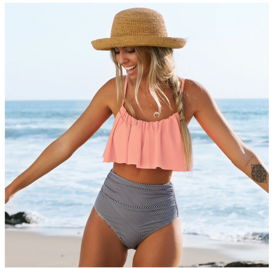 WW | Ruched Bikini Top and High-Waist Bikini Bottom
