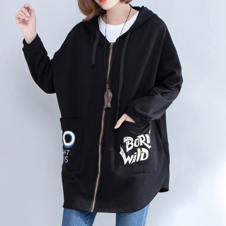 WW | Herbst Kapuzen Baumwollmäntel Plus Size lässige Reißverschluss Cardigans Outwear
