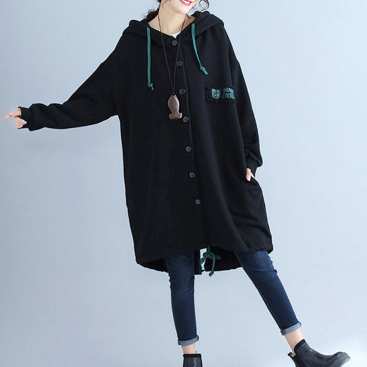 WW | Fashion Rücken Prints Baumwolle Trenchcoats Übergrößen Kapuzen Winter Outfits