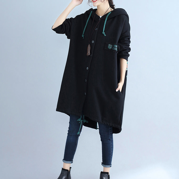 WW | Fashion Rücken Prints Baumwolle Trenchcoats Übergrößen Kapuzen Winter Outfits