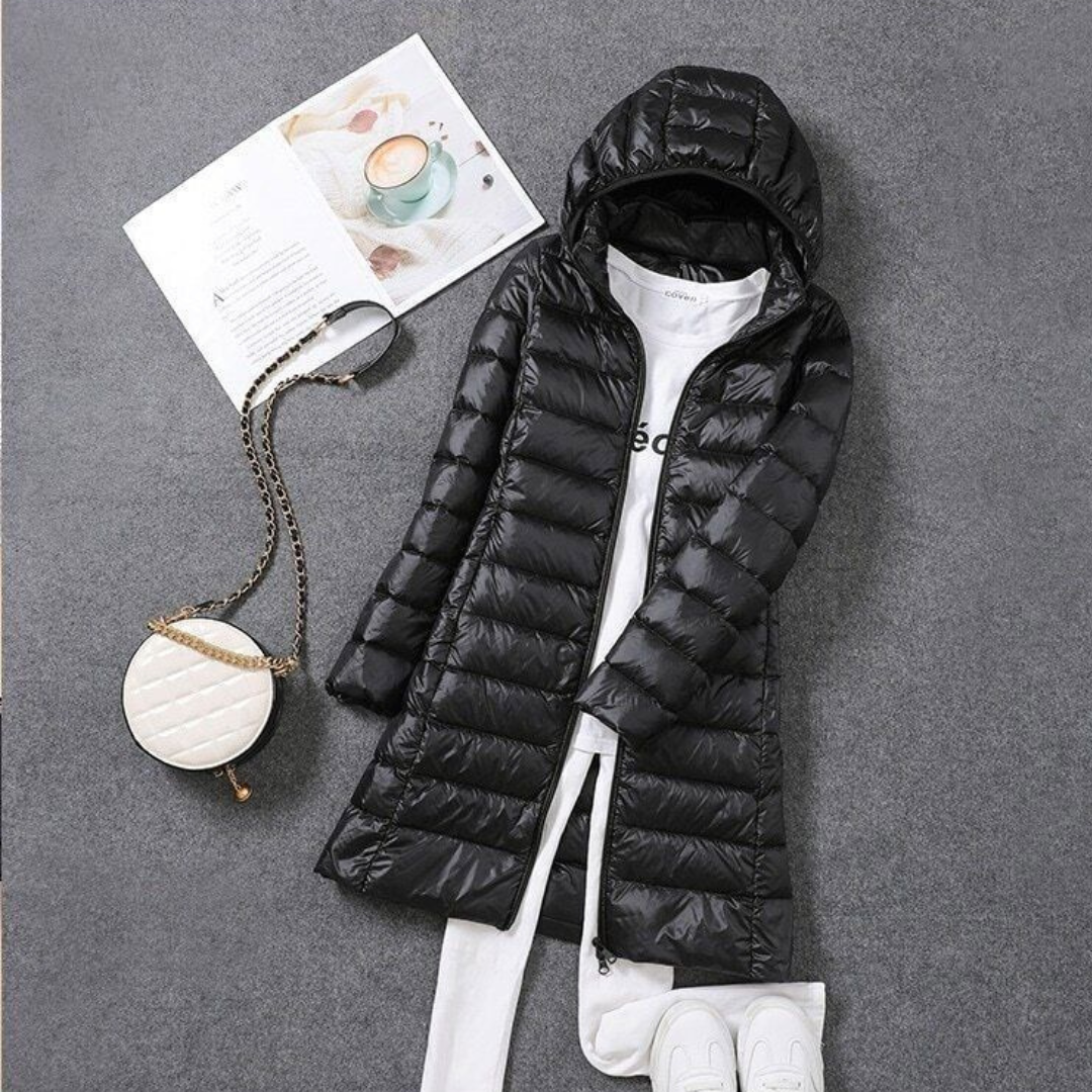 WW | Long Down Jacket Pleasantly Warm & Stylish