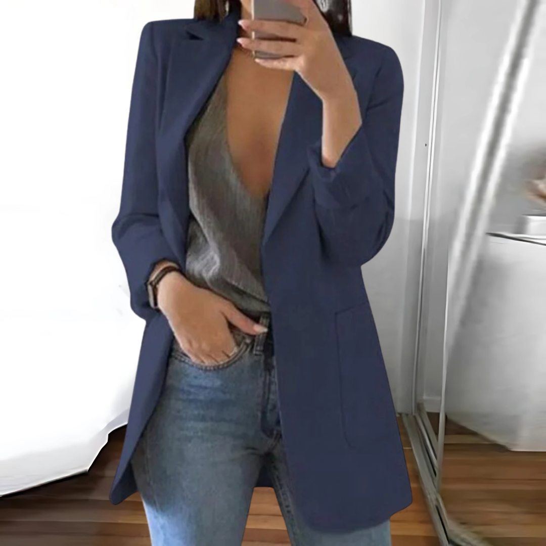 WW | Open Front Winter Blazer with Long Sleeves