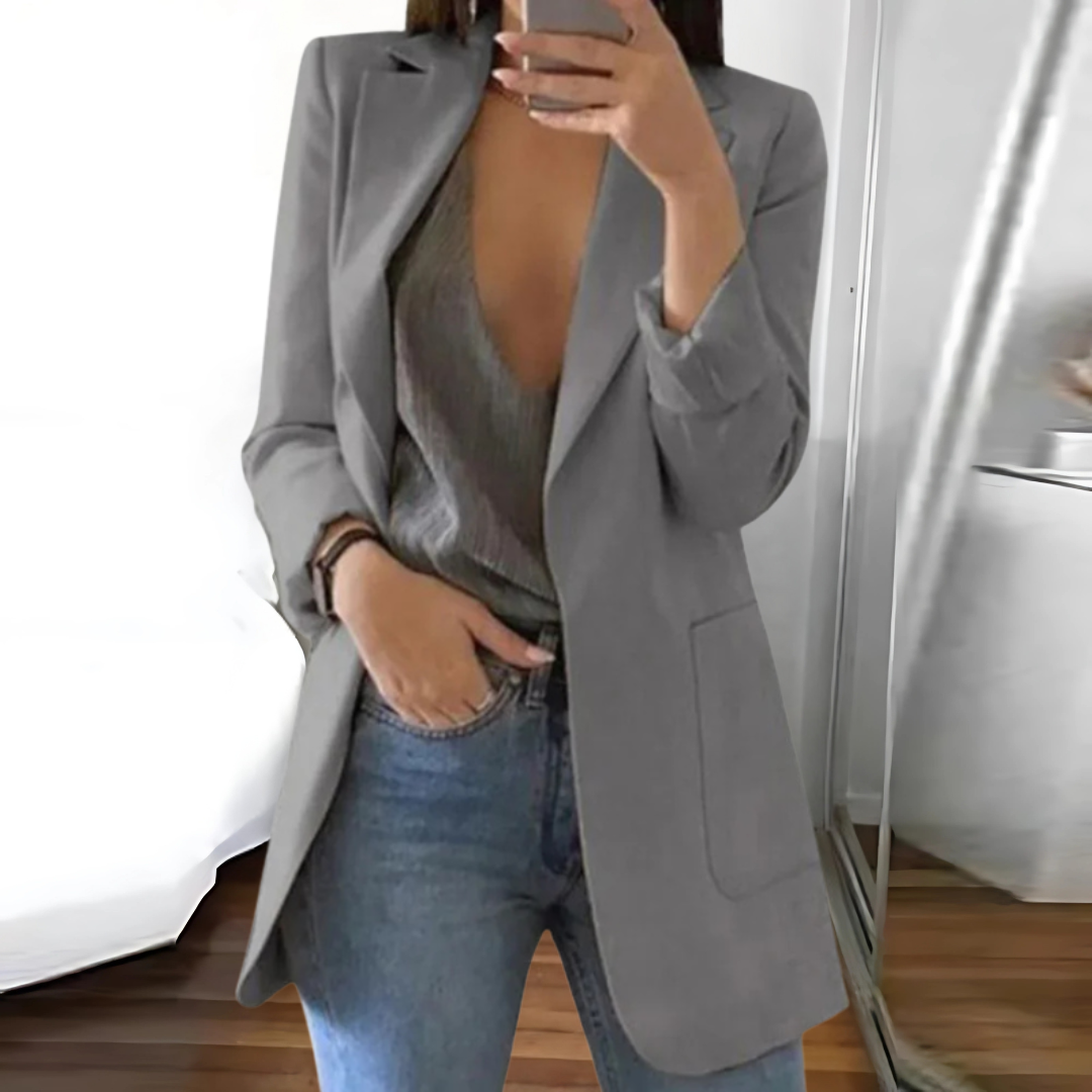 WW | Open Front Winter Blazer with Long Sleeves