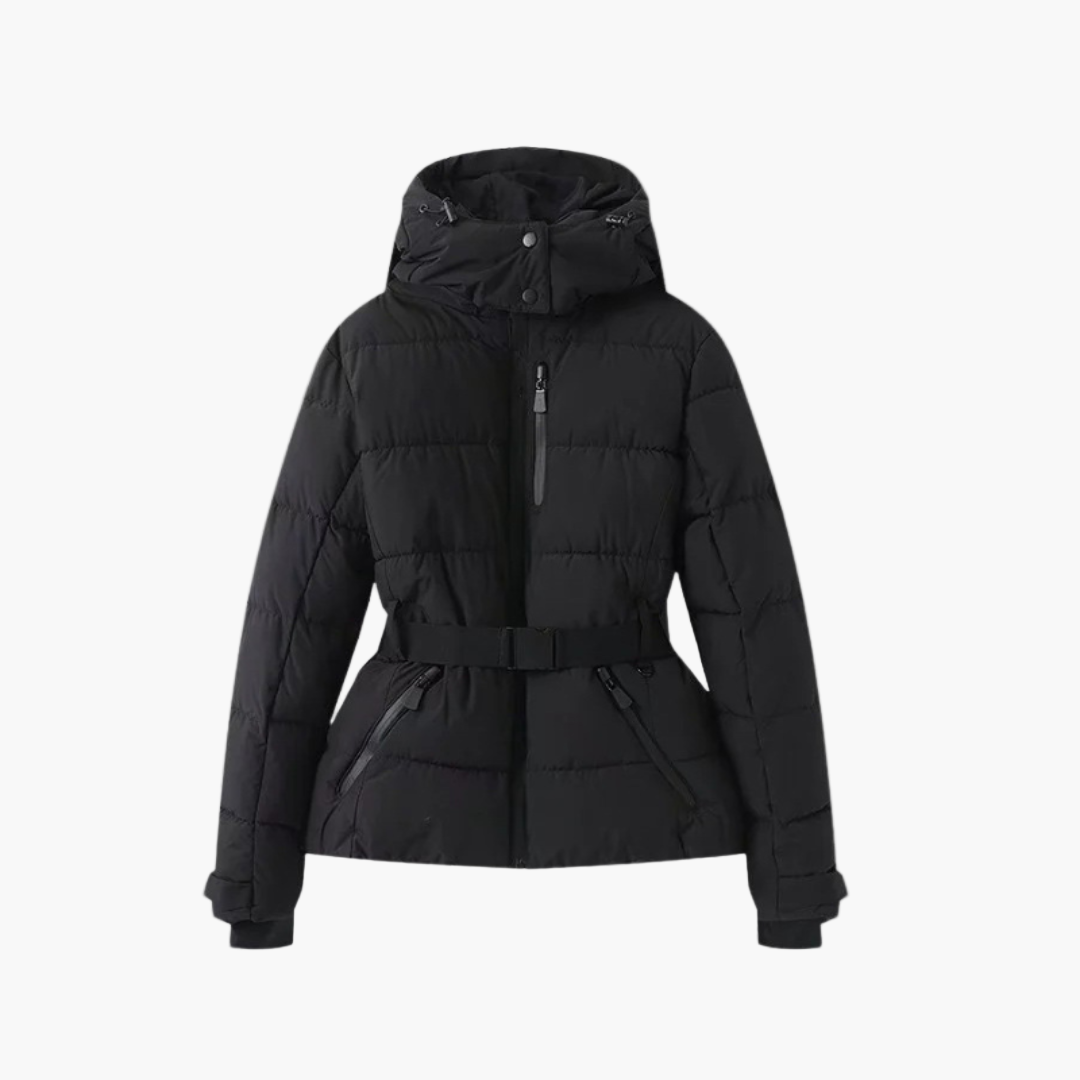 WW | Steppjacke mit Gürtel und Kapuze - Elegante, Wasserabweisende Winterjacke für Alltag und Outdoor