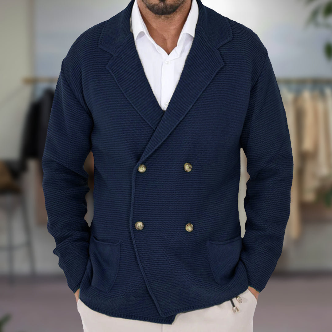WW | Herren Doppelreihiger Blazer - Im Strickstil