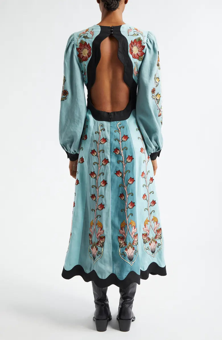 Katrielle | Sky blue embroidered dress