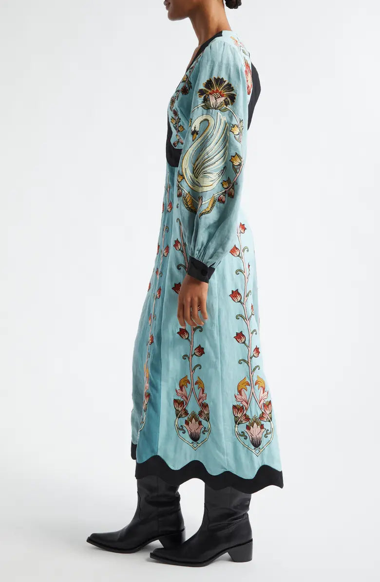 Katrielle | Sky blue embroidered dress