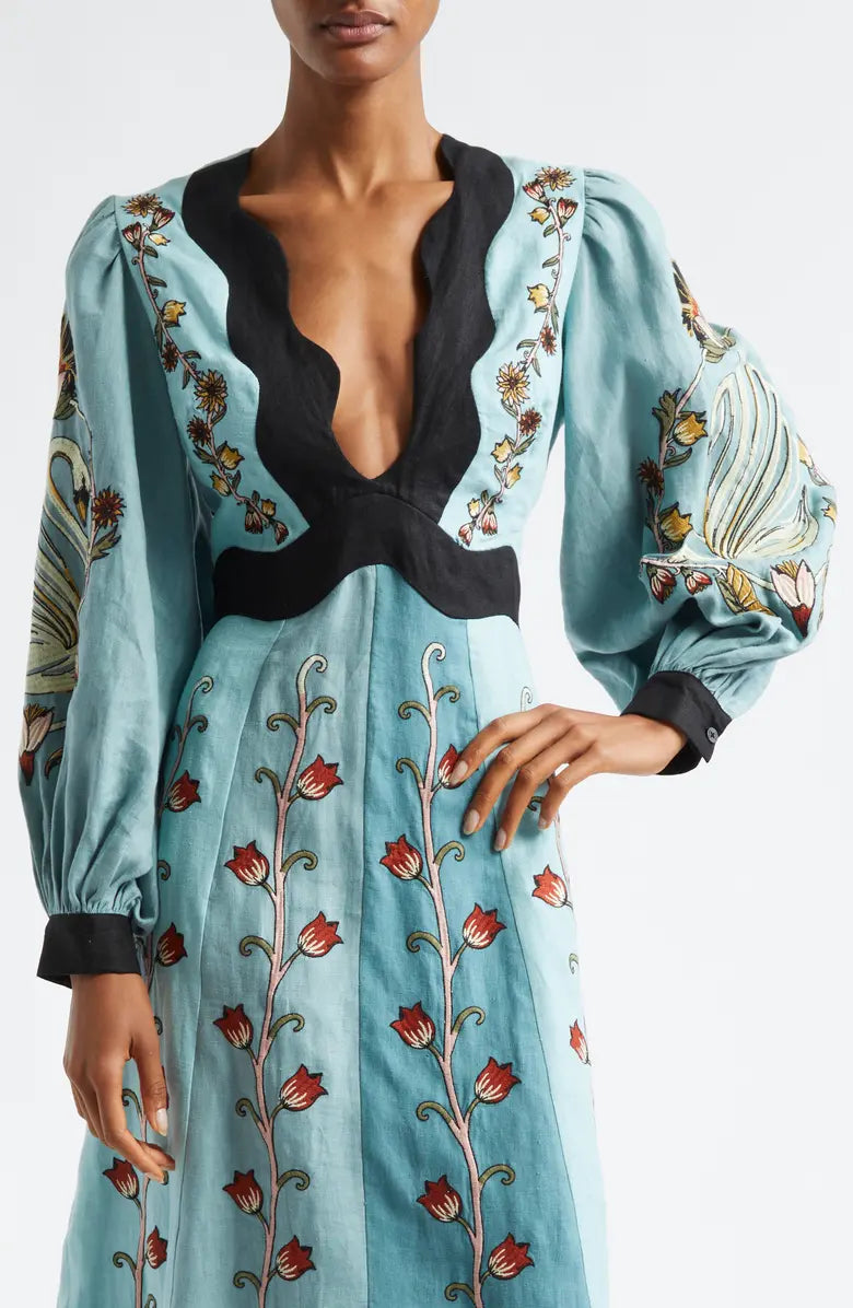 Katrielle | Sky blue embroidered dress