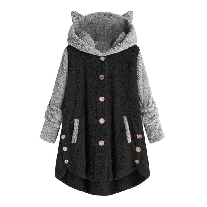 WW | women's fleece sweatshirt with cat ears and contrasting sleeves
