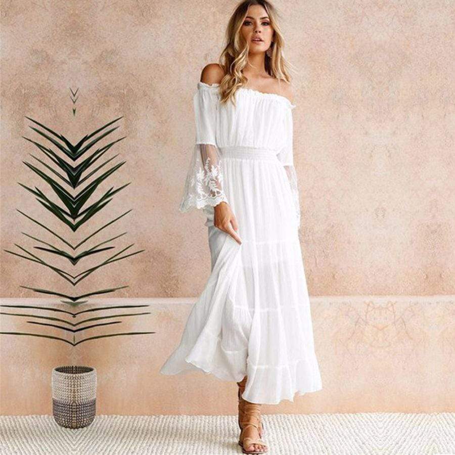 WW | Bohemian Baumwollspitzen Maxikleid