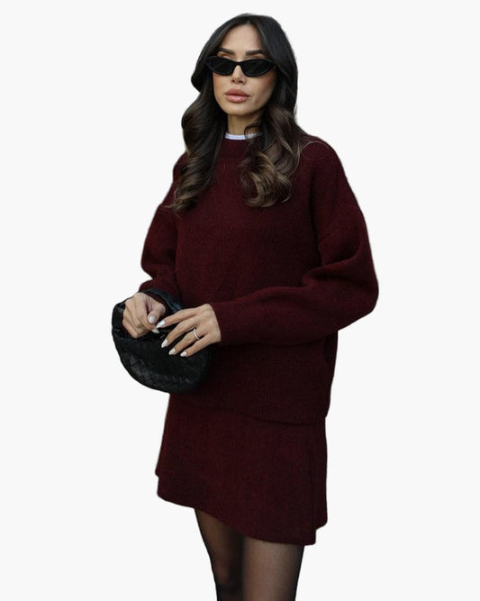 WW | Knitting Set with Pullover and Miniskirt - Fashionable Autumn Winter Look, Casual & Elegant