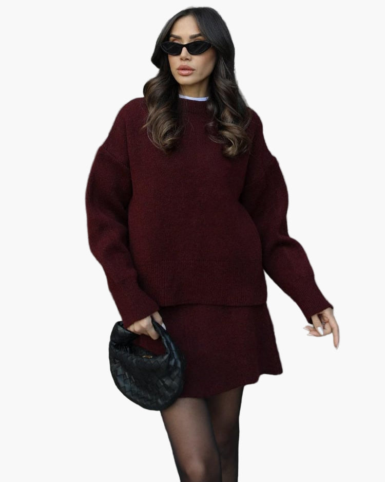 WW | Knitting Set with Pullover and Miniskirt - Fashionable Autumn Winter Look, Casual & Elegant