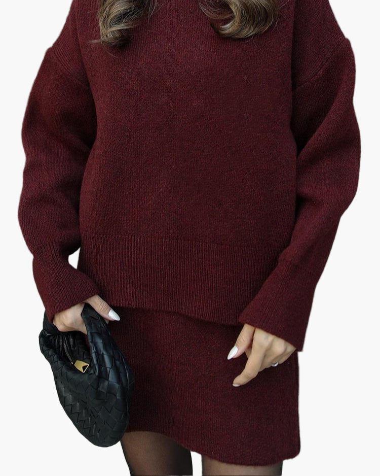 WW | Knitting Set with Pullover and Miniskirt - Fashionable Autumn Winter Look, Casual & Elegant