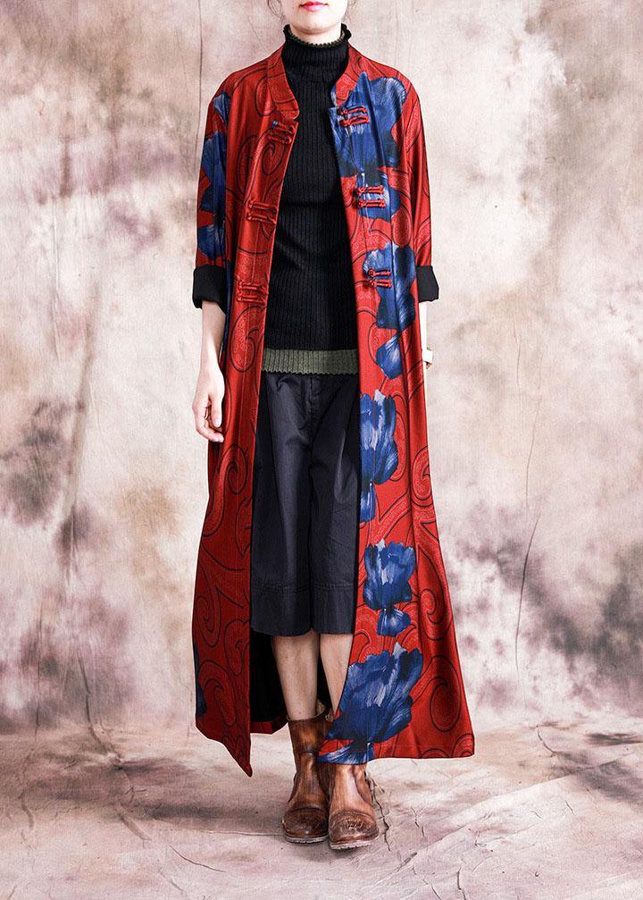 WW | Plus Size Winterjacke Damen Mäntel Schwarz Patchwork Grün Print Chinesischer Knopf Mantel für Frauen
