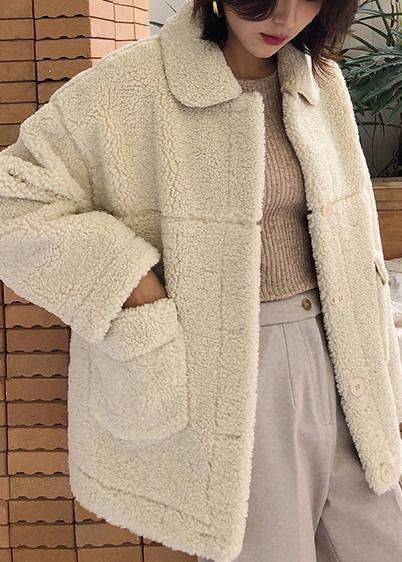 WW | Plus-Size-Kleidung Jacken & Mäntel große Taschen Damenmäntel nude Reverskragen Wollübermantel