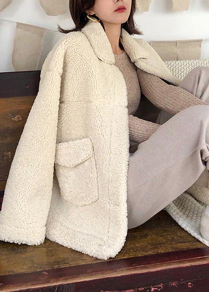 WW | Plus-Size-Kleidung Jacken & Mäntel große Taschen Damenmäntel nude Reverskragen Wollübermantel