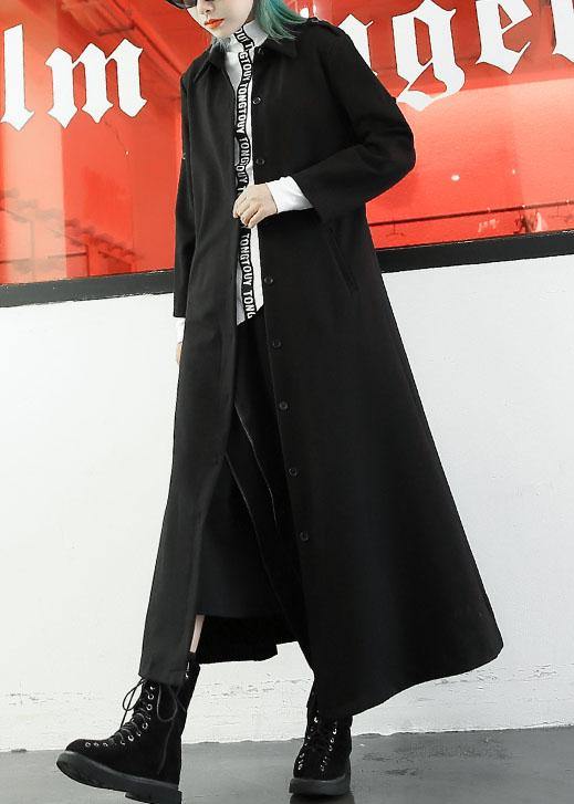 WW | Plus Size Long Jackets Women's Coats Black Lapel Coat