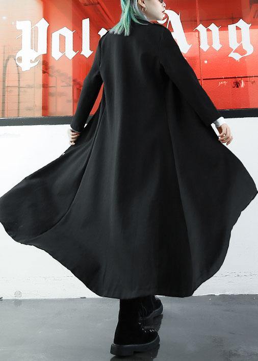 WW | Plus Size Long Jackets Women's Coats Black Lapel Coat