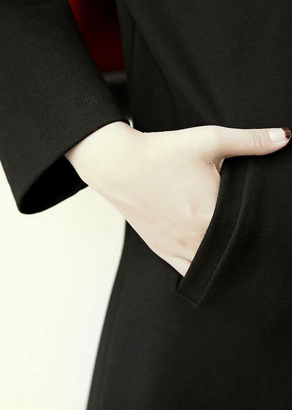 WW | Übergrößen lange Jacken Damen Mäntel schwarz Reverskragen Mantel