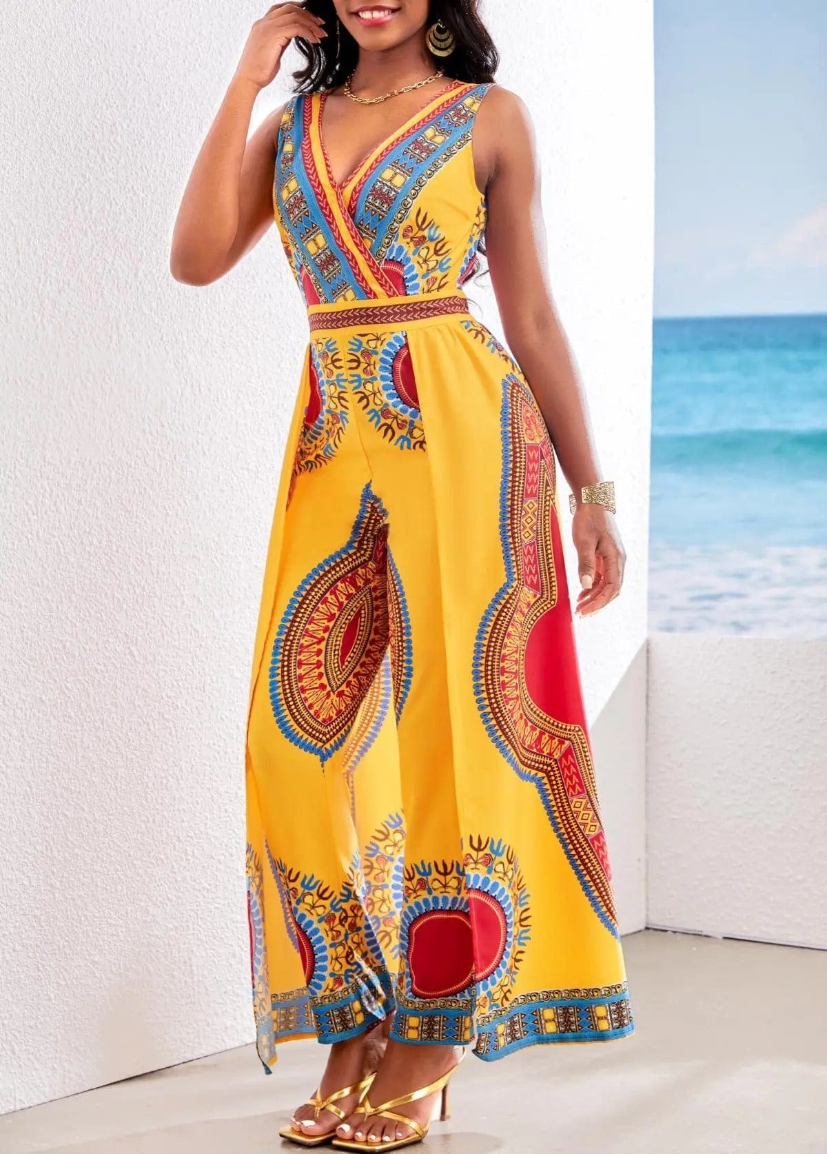 BRIA - Dashiki style African print jumpsuit