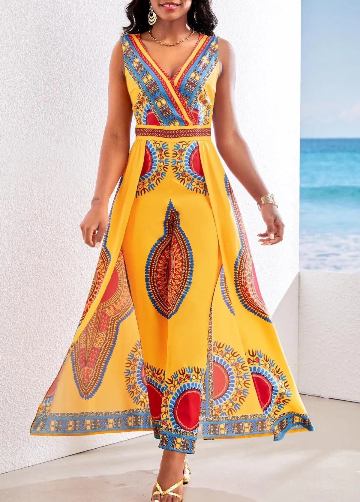 BRIA - Dashiki style African print jumpsuit