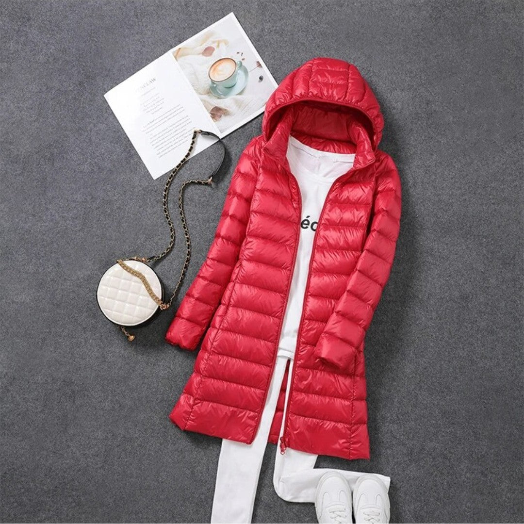 WW | Long Down Jacket Pleasantly Warm & Stylish