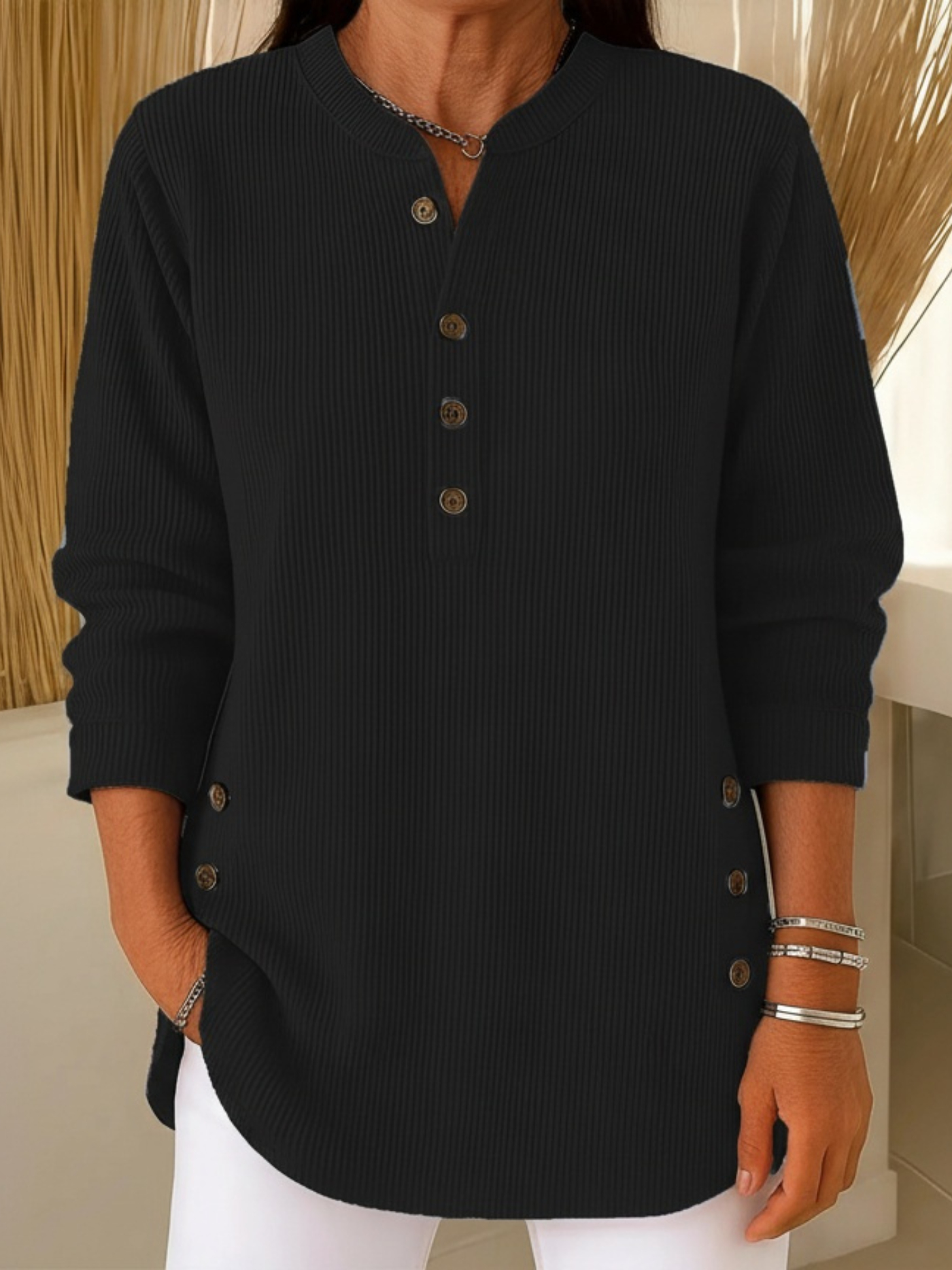 WW | Cozy Pullover with Chic Button Detail