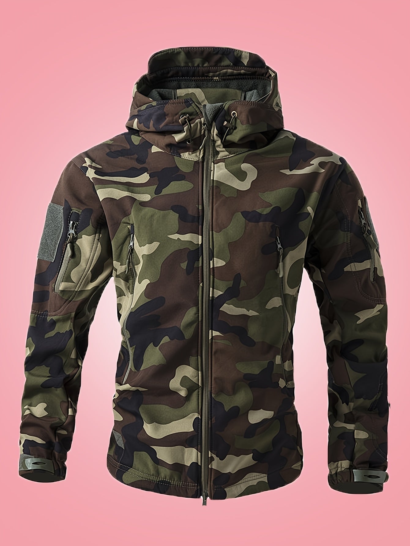 WW | Military Camouflage Windbreaker with Zipper Pockets for Men - Perfect for Outdoor Activities
