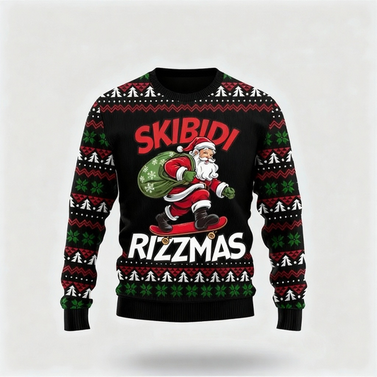 WW | Santa Claus Print - Classic Holiday-Themed Ugly Sweater