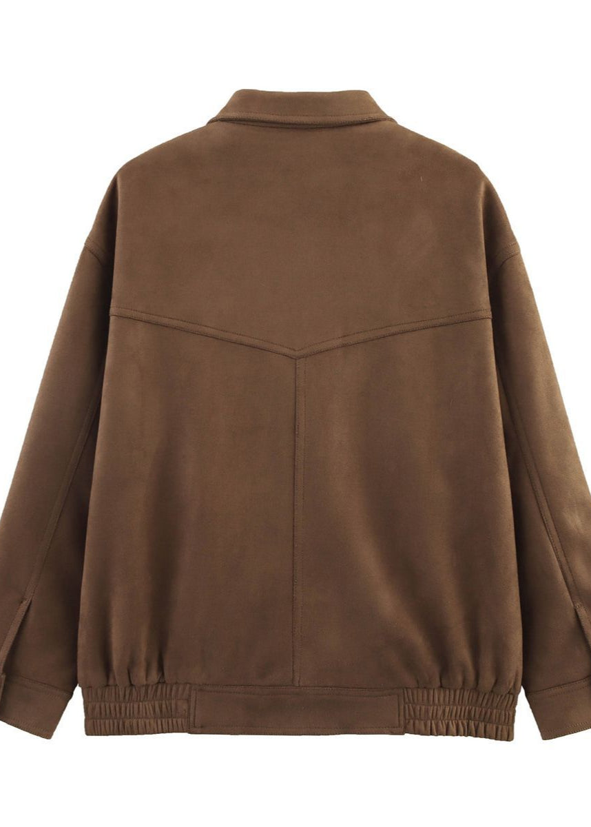 WW | Effekt Oversized Jacke mit Fronttaschen – Braun