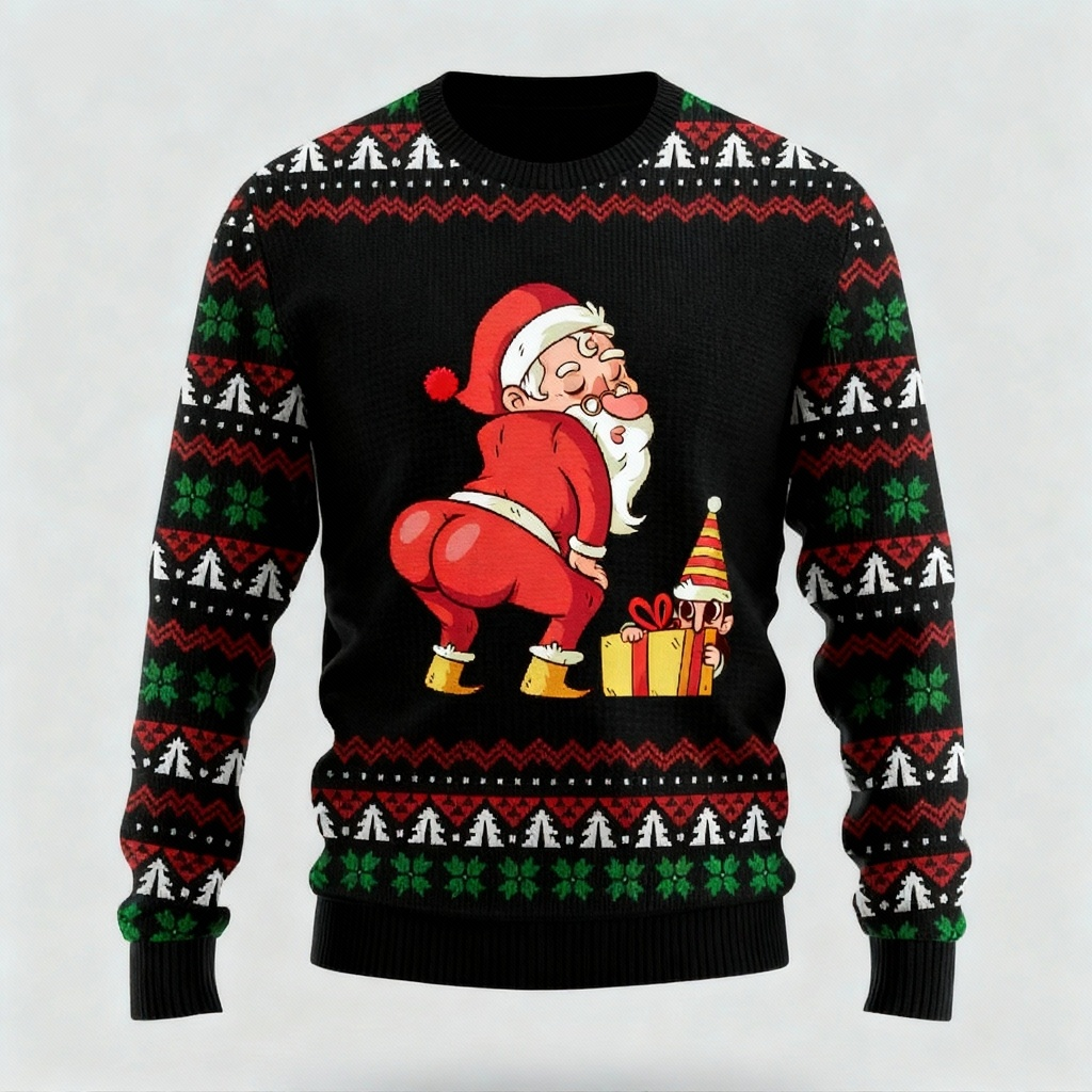 WW | Quirky, Cozy & Festive: The Goofy Santa Print Christmas Sweater
