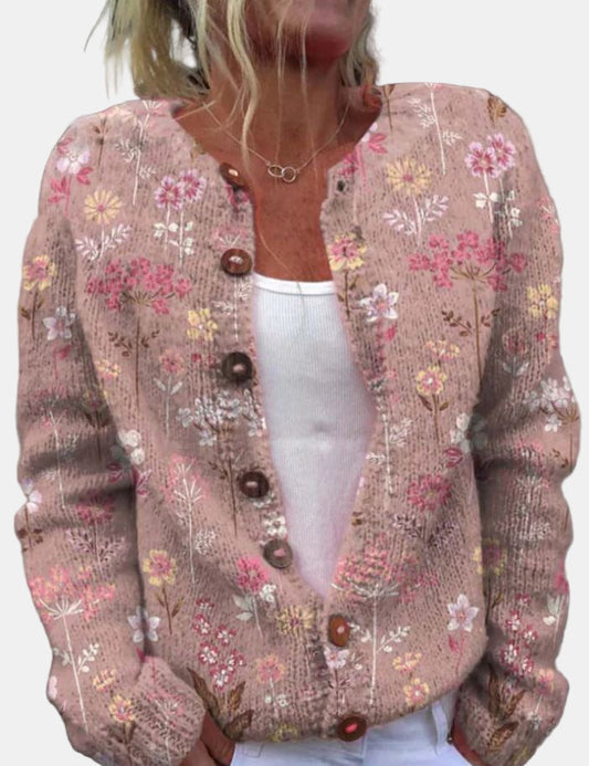 WW | Eleganter Blumen Rosa Cardigan