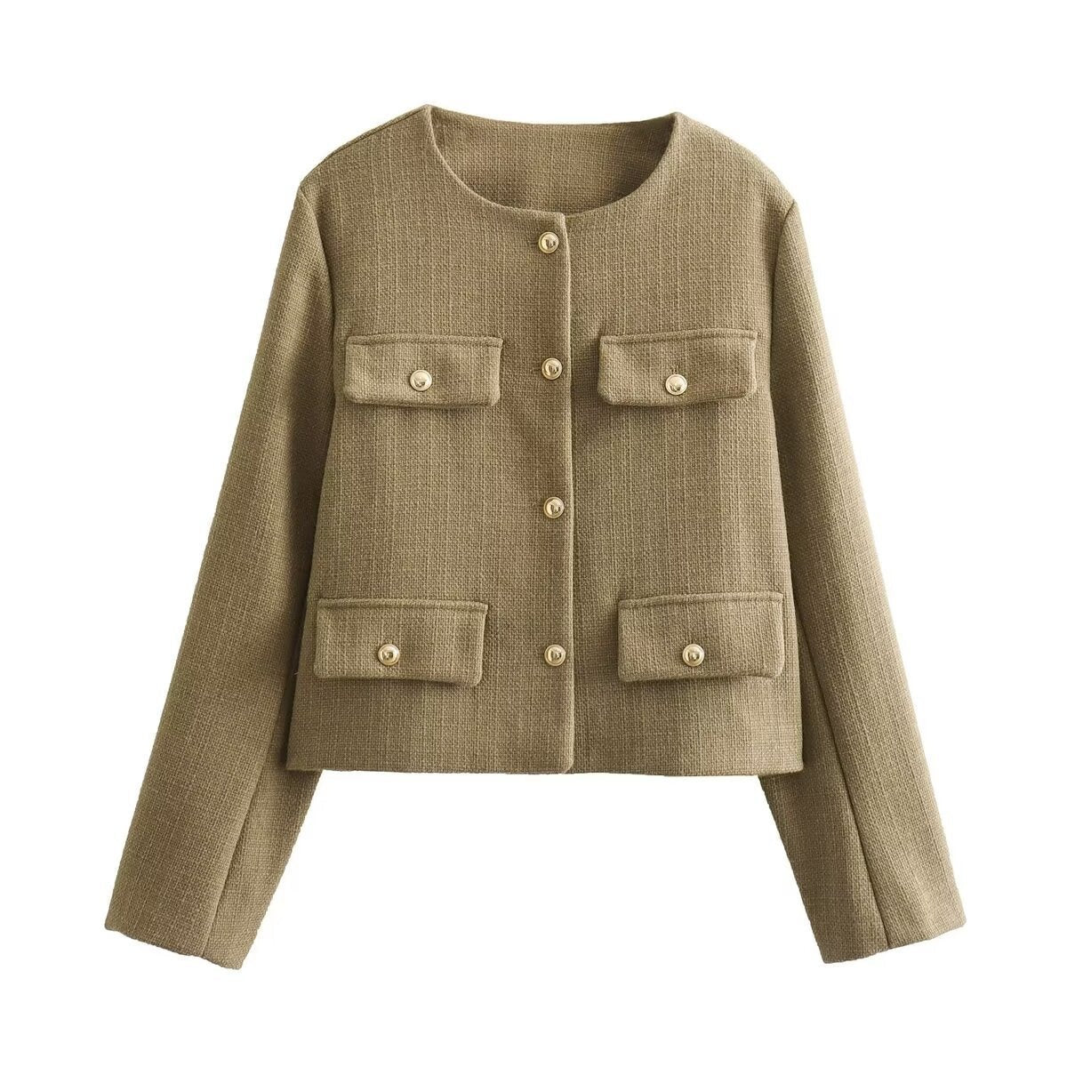 WW | Hals Einfarbig Einreiher Jacke
